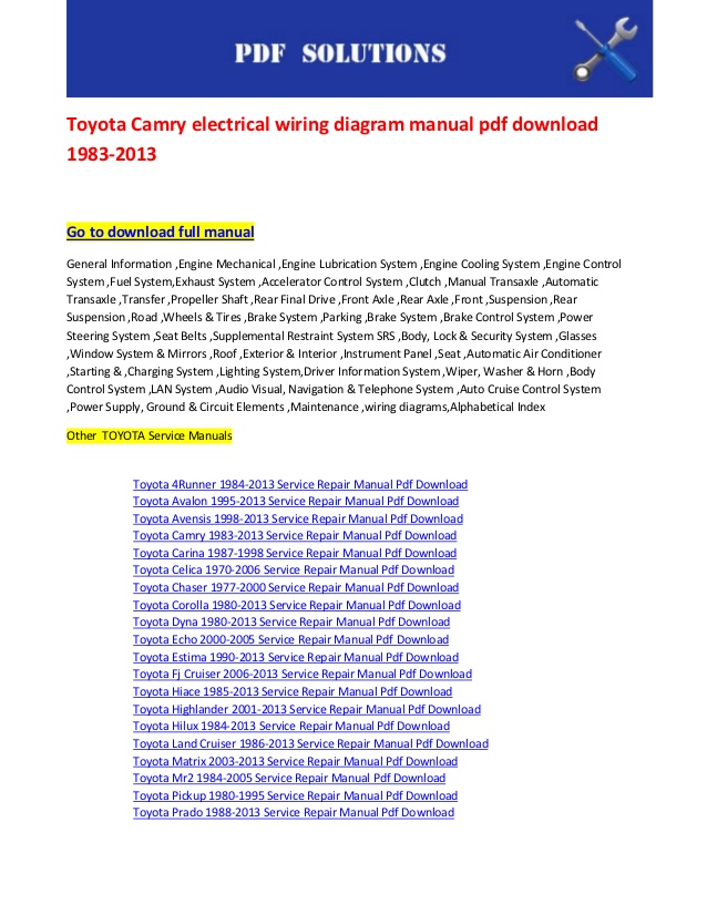 Toyota Camry 2007 Manual Pdf Download