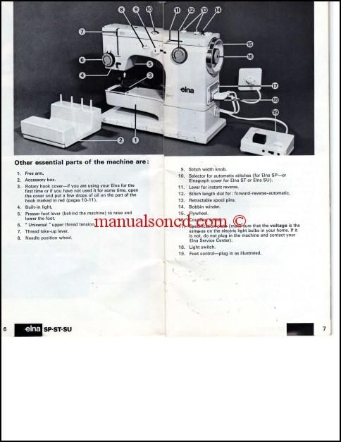 Elna 3007 sewing machine instruction manual